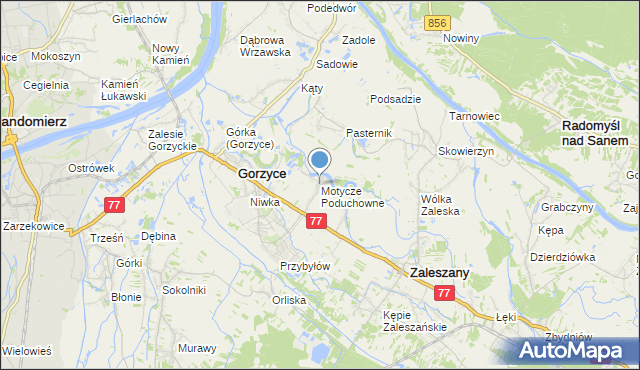 mapa Motycze Poduchowne, Motycze Poduchowne na mapie Targeo